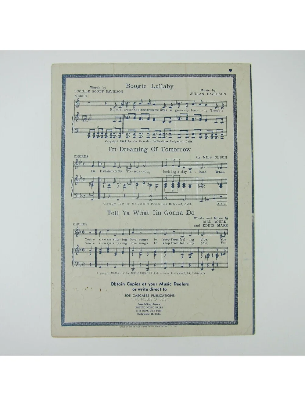 Sheet Music Goodnight Soldier Harry Johnson Judy Canova WWII WW2 Vintage 1943
